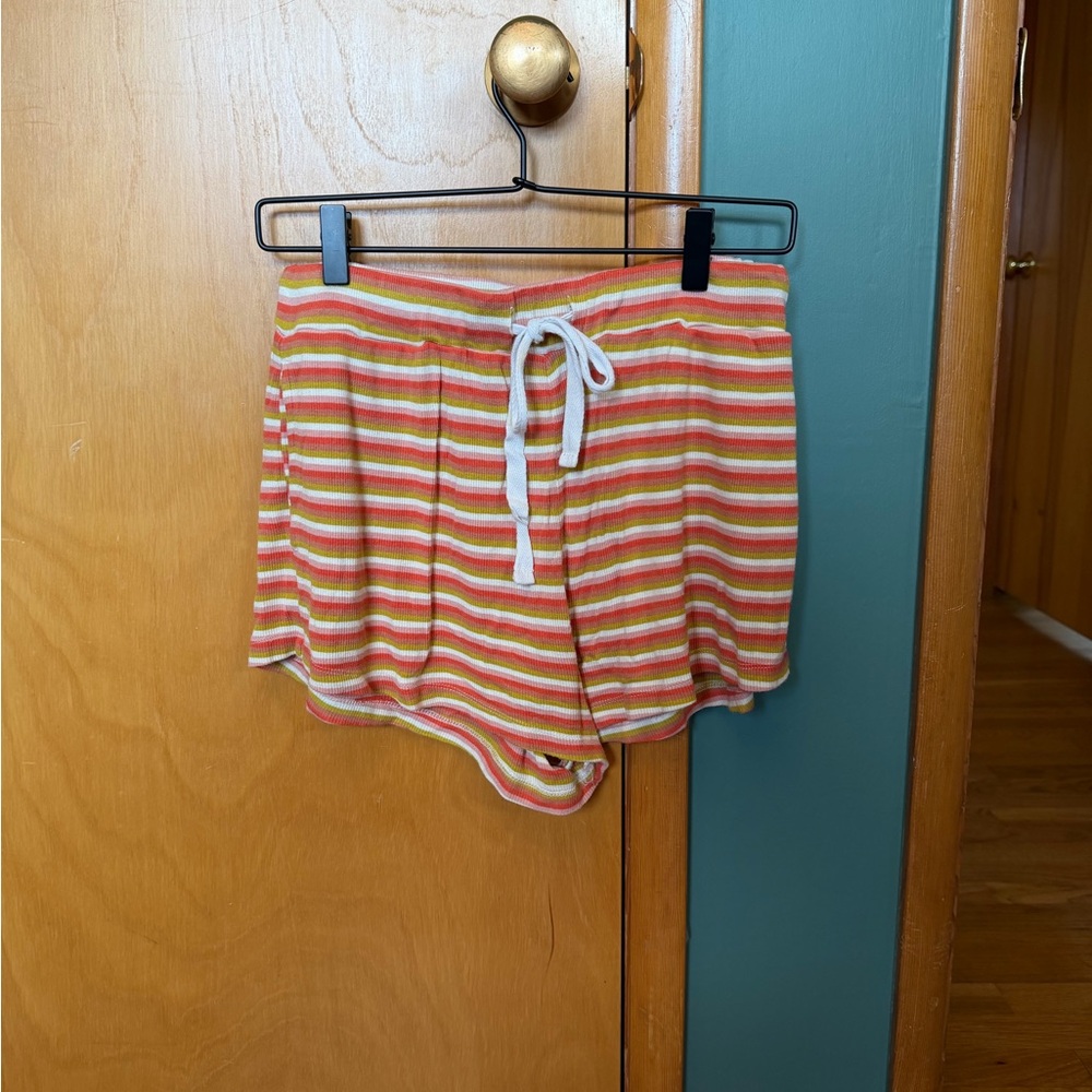 Striped Knit Lounge Shorts with Drawstring